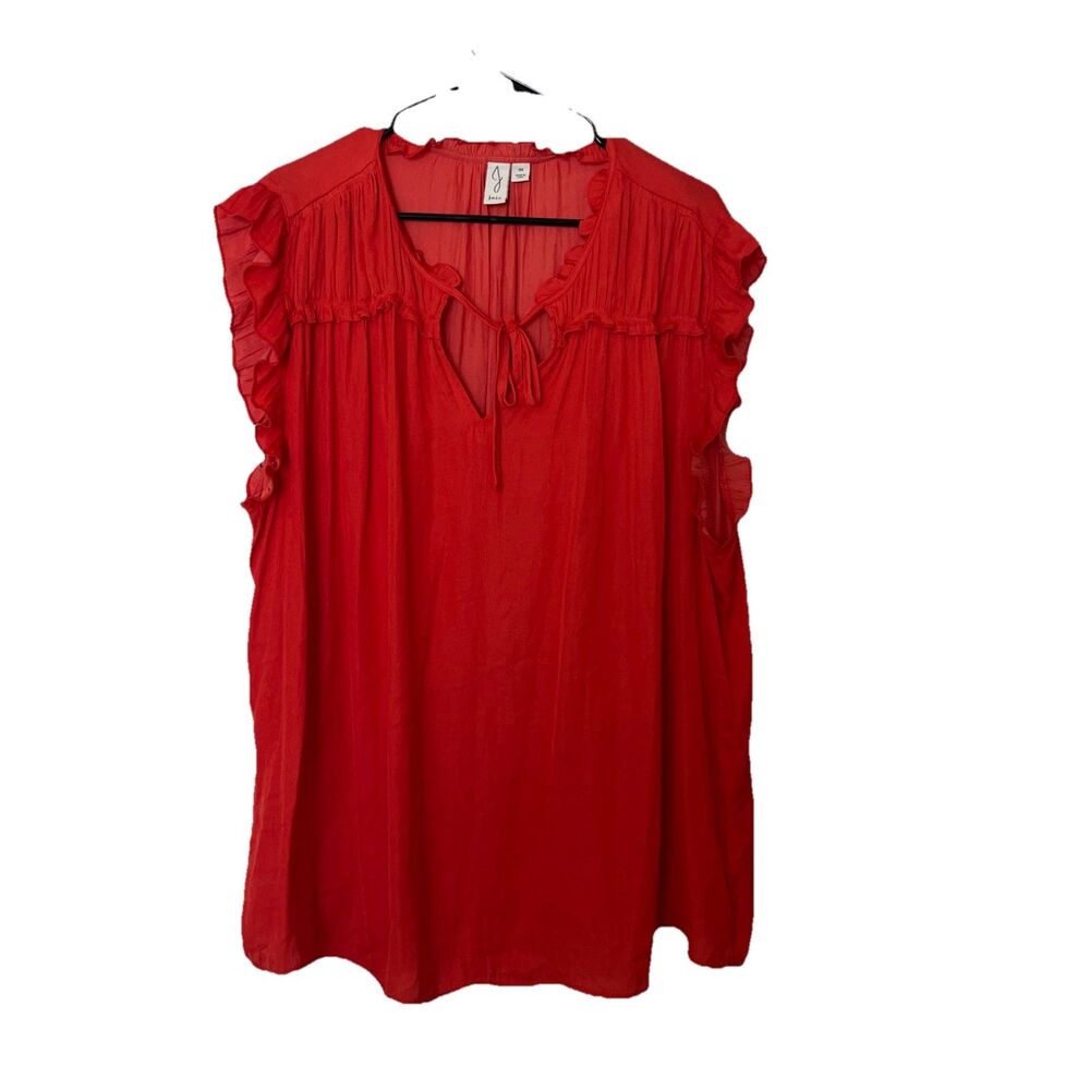 Joie Top Womens 3X Orange Ruffle Trim Tie Neck Lightweight Artsy Peasant Fairy